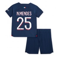 Paris Saint-Germain Nuno Mendes #25 Replica Home Minikit 2023-24 Short Sleeve (+ pants)